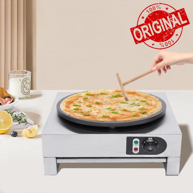 3KW Electric Crepe Maker Machine 16Inch Pancake Kitchen Maker Commercial Crepe Maker Adjustable Temperature 50-300℃(122-572℉) 110V with Wooden Spatula