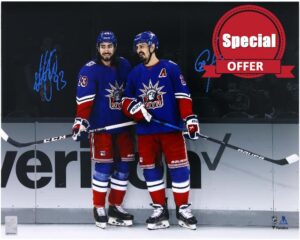 Mika Zibanejad and Chris Kreider New York Rangers Autographed 16" x 20" Dual Photograph - Autographed NHL Photos