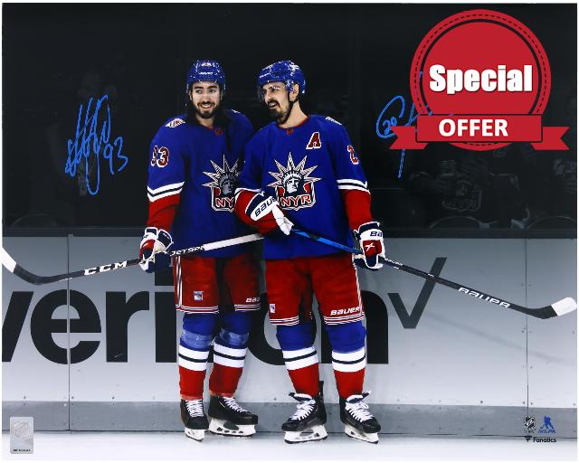 Mika Zibanejad and Chris Kreider New York Rangers Autographed 16" x 20" Dual Photograph - Autographed NHL Photos