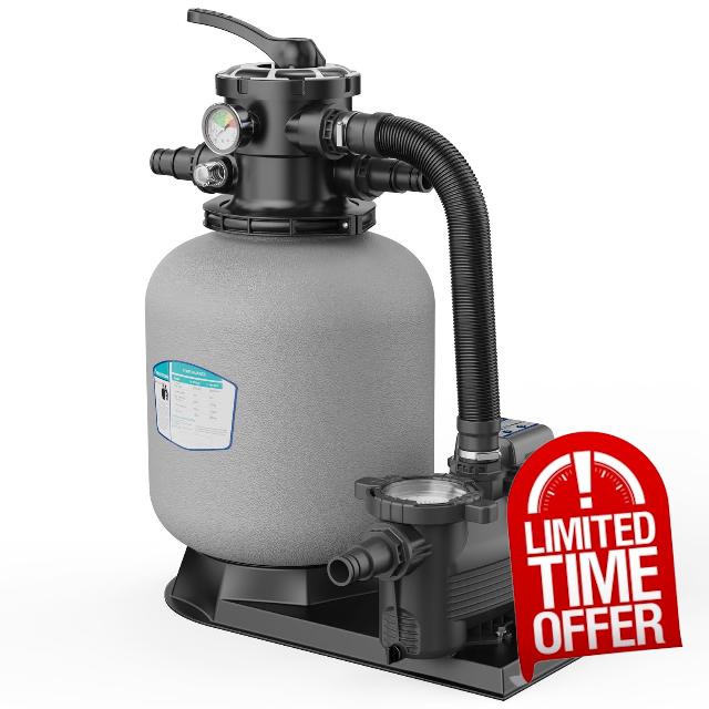 AQUASTRONG 14in Sand Filter Pump for Above Ground Pool with Timer