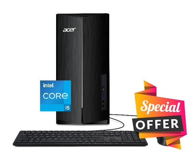 Acer Aspire TC-1760-UA92 Desktop | 12th Gen Intel Core i5-12400 6-Core Processor | 12GB 3200MHz DDR4 | 512GB NVMe M.2 SSD | 8X DVD | Intel Wireless Wi-Fi 6 AX201 | Bluetooth 5.2 | Windows 11 Home