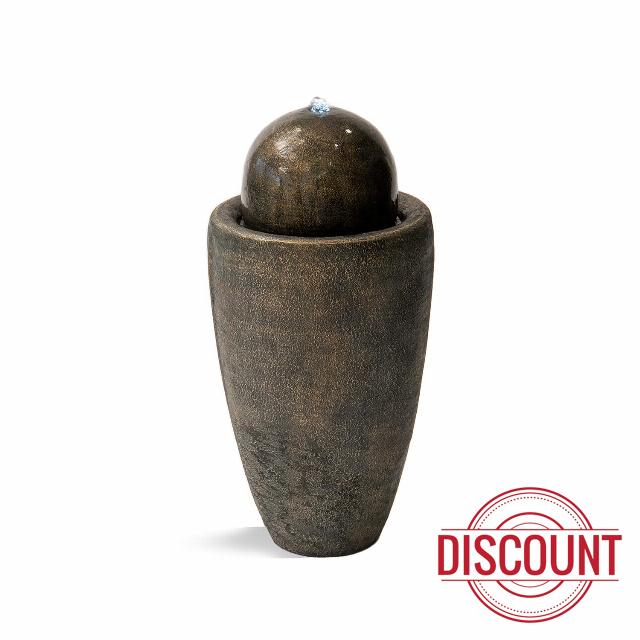 XBrand 25.98" W Round Stone Indoor/Outdoor Modern Stone Textured Sphere Water Fountain w/LED Lights