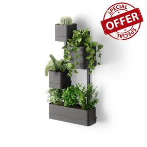 Umbra Cubiko Wall Planter with 4 Lightweight and Durable Pots (Black)