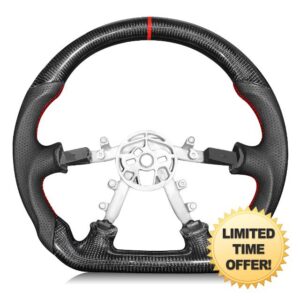 Carbon Fiber Steering Wheel for Chevy Corvette C5 1997-2004 D-shaped Flat-bottom Steering Wheel Preforated Leather Grip Hand-Stitched Compatible with C5 Z06