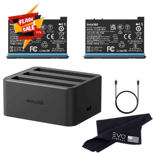 Insta360 X4 Battery(2290mAh)& Fast Charge Hub Bundle/Only X4 360 Camera (2 Batteries+1 Charger)