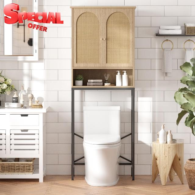 Rattan Toilet Storage Cabinet