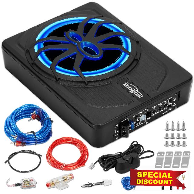 10" 800w Slim Under Seat Subwoofers with Blue Led Ambient Light
