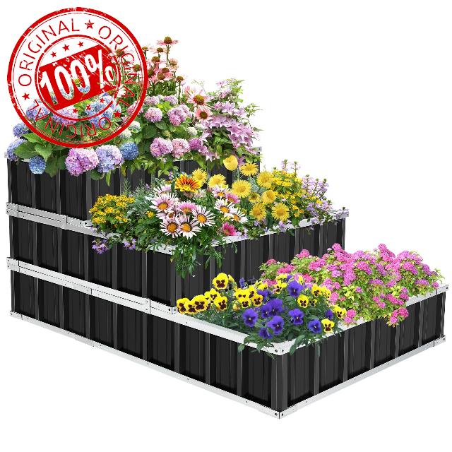 Homdox 3 Tiers 4*3*2FT Patchwork Raised Garden Bed (4*3*0.6FT+3*3*0.6FT+3*1.5*0.6FT)