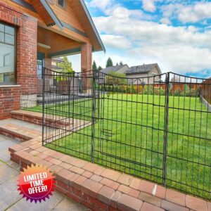 Garden Fence 12 Panels 23.6ft (L)×30in (H) Decorative Metal Fences with 11 Panels + 1 Gate