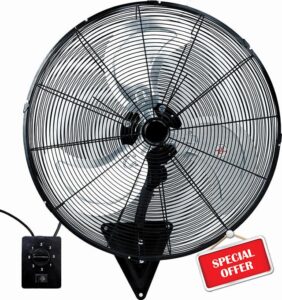 24 Inch Wall Mount Fan Oscillating Wall Fan High Velocity Heavy Duty 3-Speed Pro Metal Fan for Garage