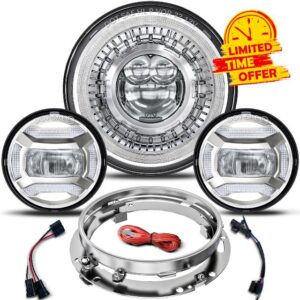 HWSTAR 2024 New 1000% Bright Anti-glare DOT 7 inch LED Headlight Motorcycle Kit Compatible with Harley Davidson Road King Softail Fat boy Electra Street Glide etc w/Start-up Gradient Welcome Halo DRL
