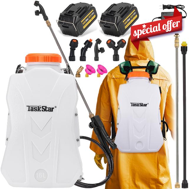 Backpack Sprayer 4 Gallon Battery Powered Electric Sprayer (TS8000)- TaskStar Total 8000mAh Lawn Yard Weed Battery Sprayer 80-100PSI Extendable Wand Vitals Nozzles All-Inclusive Enable Smooth Workflow