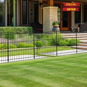 Garden Fence 12 Panels 23.6ft(L)×24in(H) Decorative Garden Fences with 11 Panels + 1 Gate
