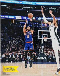 Jalen Brunson New York Knicks Autographed 16" x 20" Shooting vs. Victor Wembanyama Photograph - Autographed NBA Photos