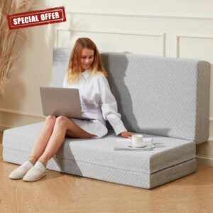 Bean Bag Bed Folding Beanbag Sofa 4inch Floor Mattress Bed for Adults Foldable Floor Sofa Thick Foldable Bean Bag Couch Bed for Bedroom