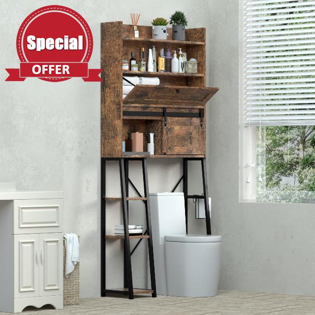 Over The Toilet Storage Cabinet with Toilet Paper Holder Stand