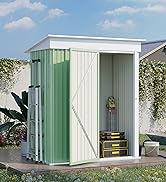 Outsunny 5x3ft Steel Small Garden Shed, Outdoor Lean-to Shed with Adjustable Shelf, Lock and Glov...
