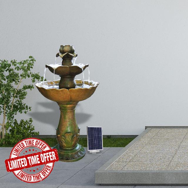 Solar Flower Style 2-Tiered Fountain