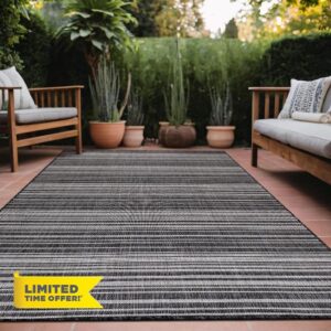 Stripe Outdoor Rug 8x10 Washable Outside Carpet for Indoor Patio Porch Waterproof Easy Cleaning Non Shedding Area Rugs Dark Gray 8 x 10