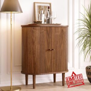 28'' Bar Cabinet with Storage - Coffee and Wine Bar Buffet Cabinet with Sliding Doors and Adjustable Shelves. Sideboard Storage Cabinet