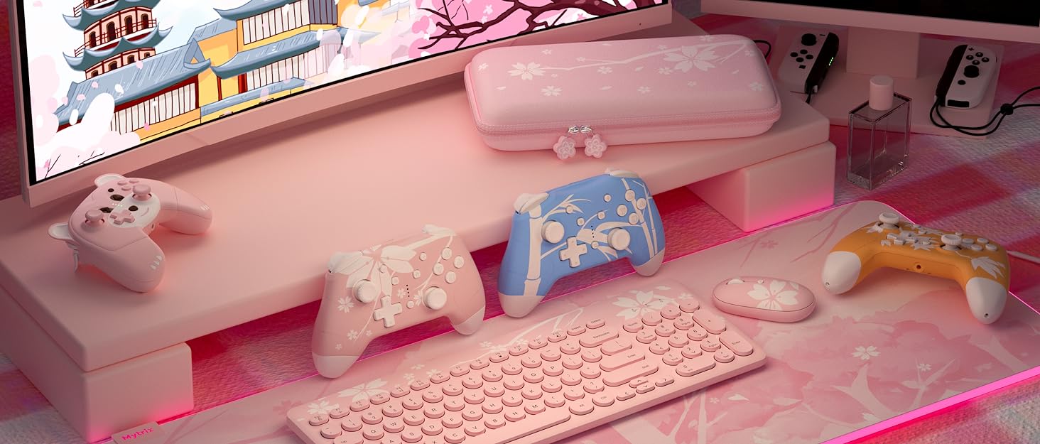 Sakura cute pink nintendo switch pro controller wireless