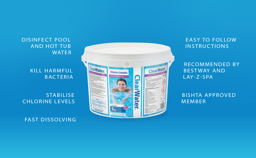 clear water chlorine granules maintenance swimming pool and hot tub chemicals