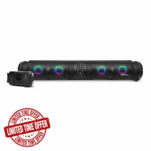 SoundExtreme by ECOXGEAR SEB28T Elite 500-Watt Amplified Battery Powered Powersports 8 Speaker Bluetooth Waterproof Dirtproof LED Backlit Soundbar with Golf Cart Mount