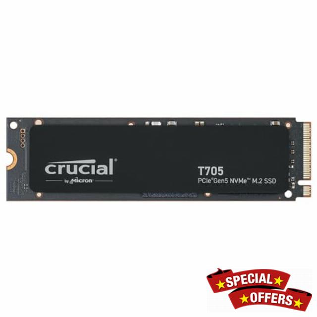 Crucial New 2024 T705 4TB PCIe Gen5 NVMe M.2 SSD - Up to 14