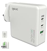 qBLOC 65W USB C Charger, Fast Charger USB C Plug, 3 Port USB Plug Travel EU Adapter with GaN Char...