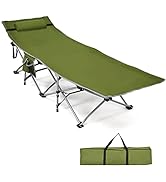 TANGZON Folding Camping Bed for Adults, 106CM Extra Wide Heavy Duty Sturdy Camp Bed with Side Poc...