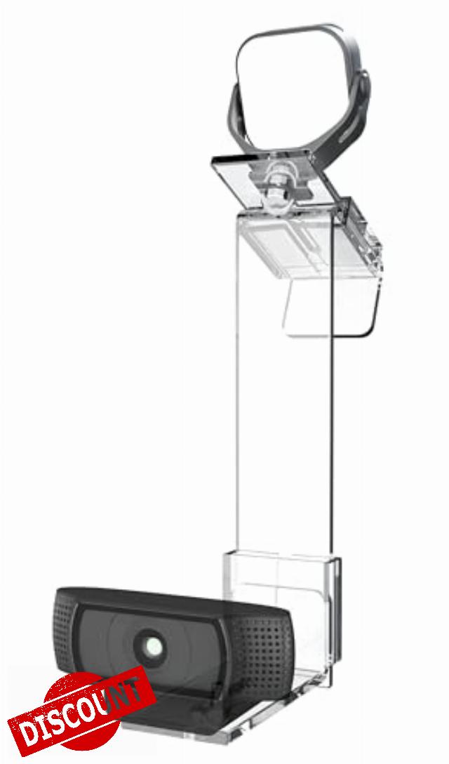 Road Warrior Pro V2 | Center Screen/Middle Screen Webcam Mount | Position Any Webcam Anywhere on Any Screen from Laptops to 32" Screens | Tripod gooseneck Alternative w/LED Light