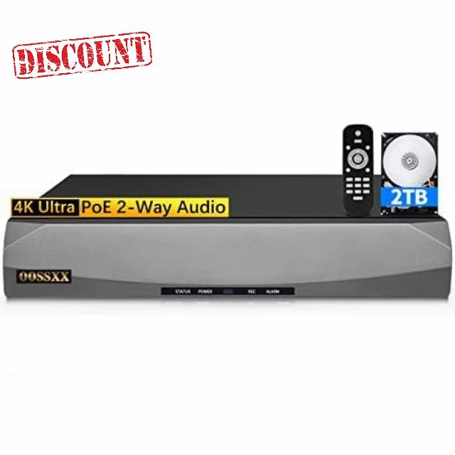 OOSSXX POE NVR Network Recorder Video 4K / 8.0 Megapixel 8-Channel