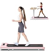 HomeFitnessCode Folding Treadmill, 2 in 1 Under Desk Treadmill with Shock Absorption, Installatio...