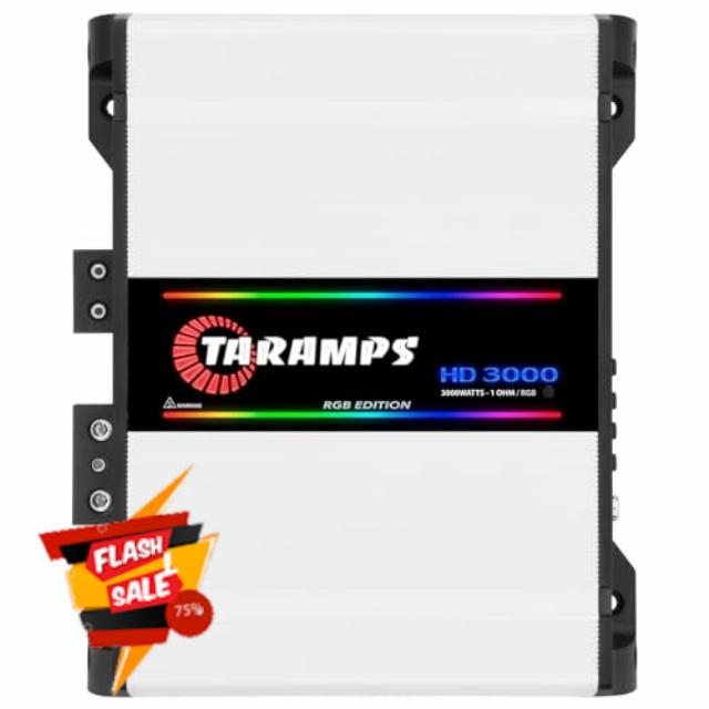 Taramps HD 3000 1 Ohm RGB Effects 1 Channel 3000 Watts RMS MAX Full Range Car Audio Monoblock LED Monitor Indicator Class D Amplifier Crossover