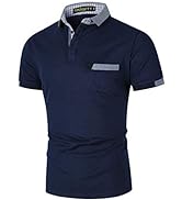 GNRSPTY Men's Polo Shirt Short Sleeve Cotton Golf Tennis T-Shirt with Special Plaid Design