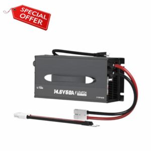 LiTime 60-Amp Lithium Battery Charger 12V LiFePO4 Battery Charger AC-DC Smart Charger with Cooling Fan，Anderson Connector LED for 14.6V LiFePO4 Lithium Batteries