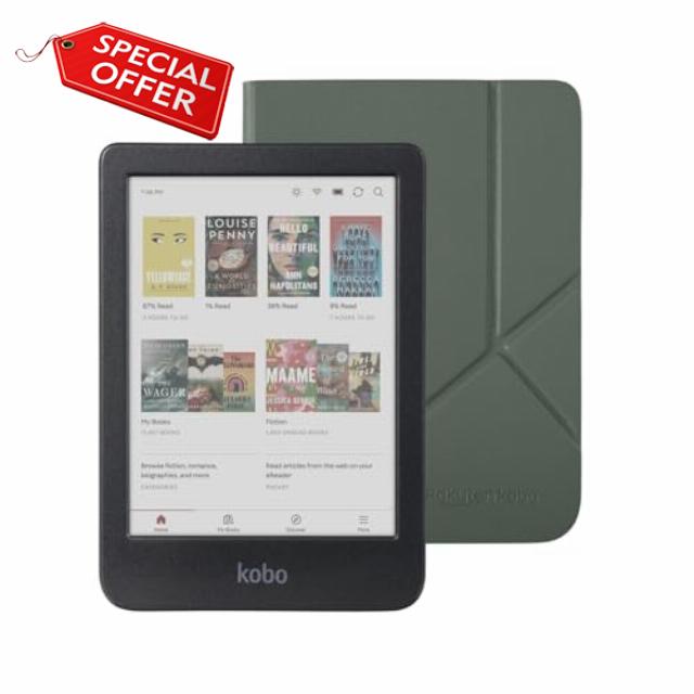 Kobo Clara Colour eReader with Case Bundle (Misty Green SleepCover