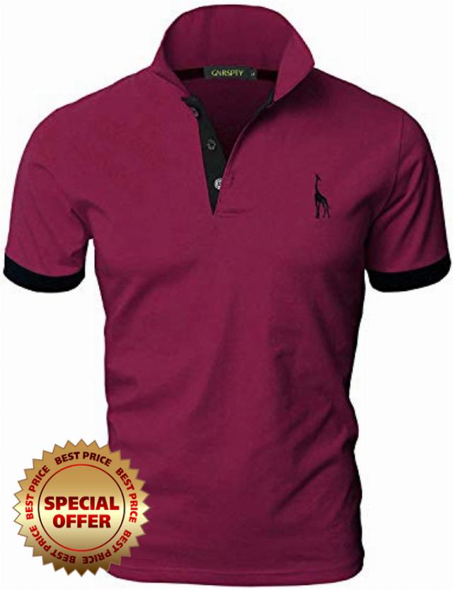 GNRSPTY Mens Short Sleeve Polo Shirts Classic Giraffe Embroidery Golf Tennis T-Shi