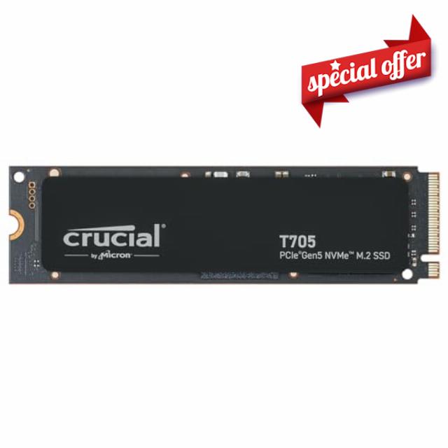 Crucial T705 4TB SSD PCIe Gen5 NVMe M.2 Internal Gaming SSD