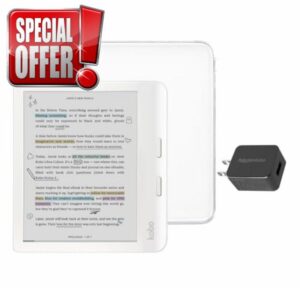 Kobo Libra Colour White eReader with Case Bundle (Clear Case