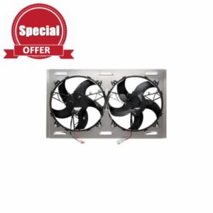 Dual High CFM 11 Inch Electric Fan & Shroud - Dimension 24 1/8 x 14 7/8 x 3 1/4 - Featuring Spal Fans - Rated for Applications with Horsepower Great Than 390 - Z40121 OEM