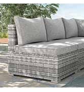 Outsunny 5pcs Patio Rattan Wicker Sofa Set Chaise Lounge Double Sofa Bed Furniture w/Coffee Table...