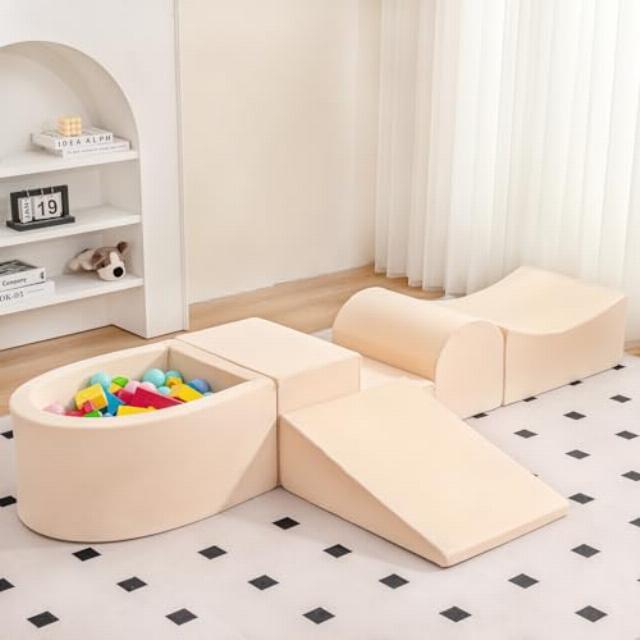 Tiita Foam Climbing Blocks with Small Ball Pit Playground for Baby