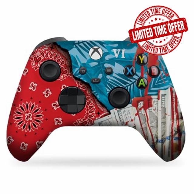 DreamController GTA 6 Custom X-box Controller Wireless compatible with X-box One/X-box Series X/S Proudly Customized in USA with Permanent HYDRO-DIP Printing (NOT JUST A SKIN)