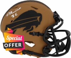 Dalton Kincaid Buffalo Bills Autographed Riddell 2023 Salute to Service Speed Mini Helmet - Autographed NFL Mini Helmets