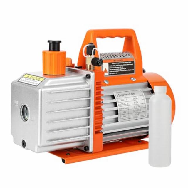 GARVEE 5CFM 1/2HP Dual-Stage Rotary Vane Vacuum Pump Air Conditioner Refrigerant HVAC Tool with Oil Bottle for R12 R22 R134a R410a