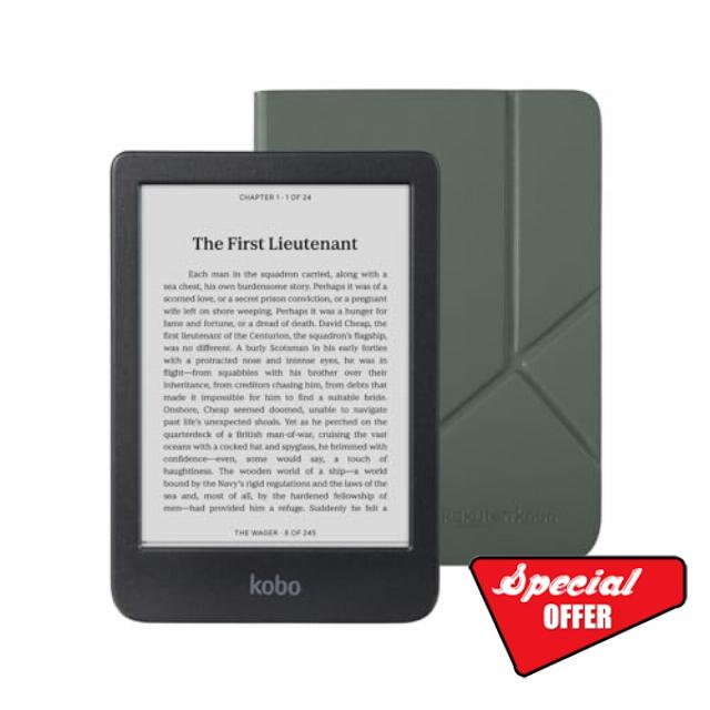 Kobo Clara BW eReader with Case Bundle (Misty Green SleepCover