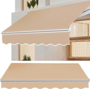 Sun Shade Canopy Canvas，280gsm Polyester Shade Cover for Outdoordeck Garden Awning(Size:12x8ft