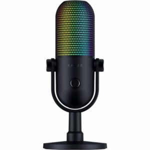 Razer Seiren V3 Chroma RGB USB Microphone: Stream & Game Reactive Lighting - Tap-to-Mute Sensor - Condenser Mic - Digital Gain Limiter & Shock Absorber - PC