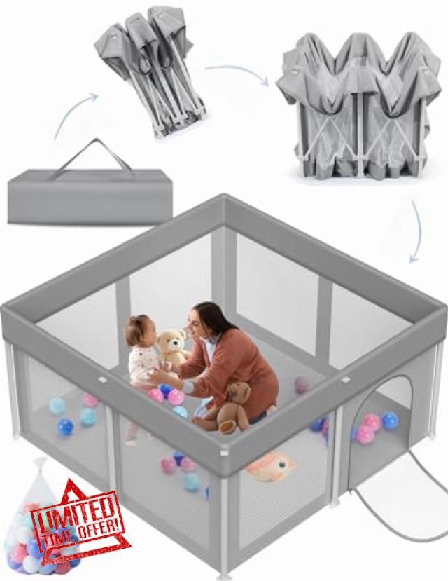 Foldable Baby Playpen 50"×50"